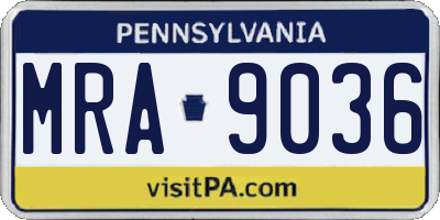 PA license plate MRA9036