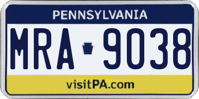 PA license plate MRA9038
