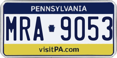 PA license plate MRA9053