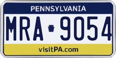 PA license plate MRA9054