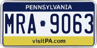PA license plate MRA9063