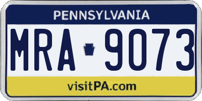 PA license plate MRA9073