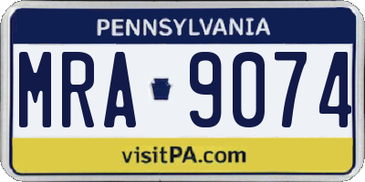 PA license plate MRA9074