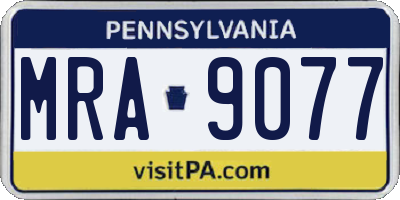 PA license plate MRA9077