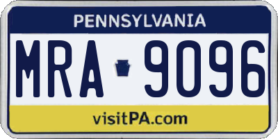 PA license plate MRA9096