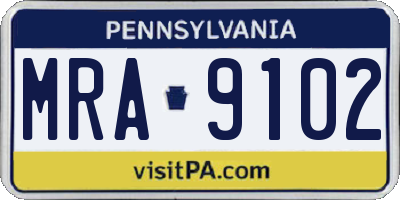 PA license plate MRA9102