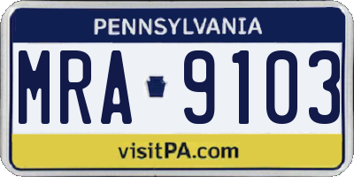 PA license plate MRA9103