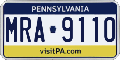 PA license plate MRA9110