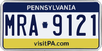 PA license plate MRA9121