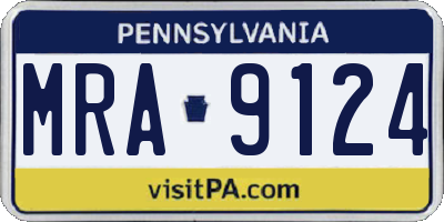PA license plate MRA9124