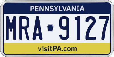 PA license plate MRA9127