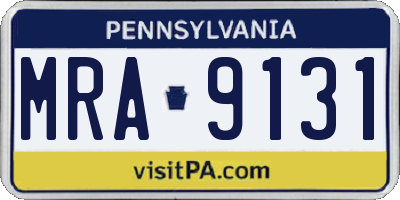 PA license plate MRA9131