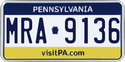 PA license plate MRA9136