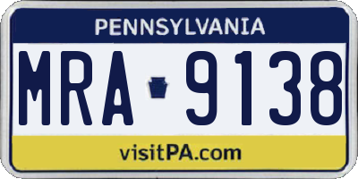 PA license plate MRA9138