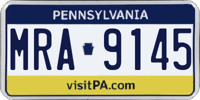 PA license plate MRA9145