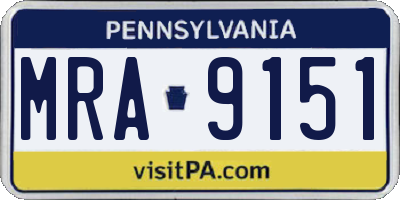 PA license plate MRA9151