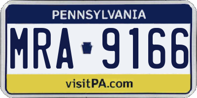 PA license plate MRA9166