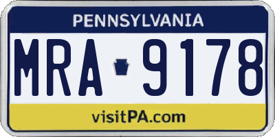 PA license plate MRA9178