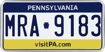 PA license plate MRA9183