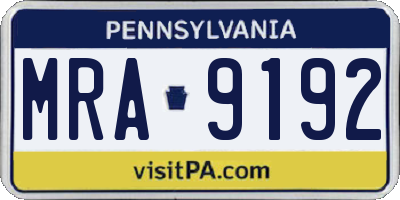 PA license plate MRA9192