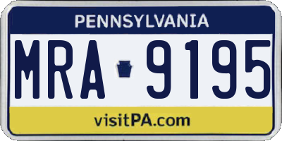 PA license plate MRA9195