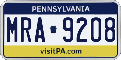 PA license plate MRA9208