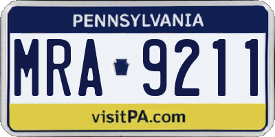 PA license plate MRA9211