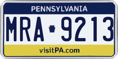 PA license plate MRA9213