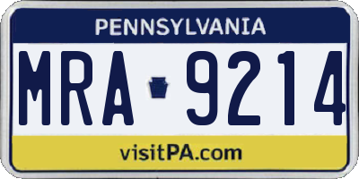 PA license plate MRA9214