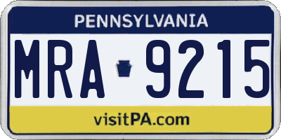 PA license plate MRA9215