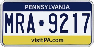 PA license plate MRA9217