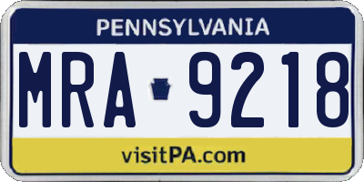PA license plate MRA9218