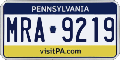 PA license plate MRA9219