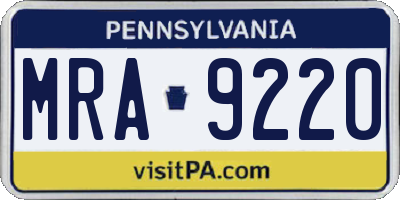 PA license plate MRA9220