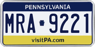 PA license plate MRA9221