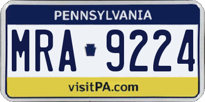 PA license plate MRA9224