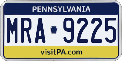 PA license plate MRA9225