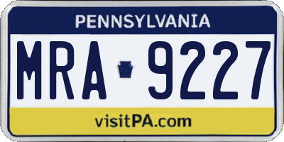 PA license plate MRA9227