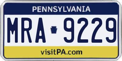 PA license plate MRA9229