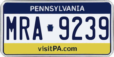 PA license plate MRA9239