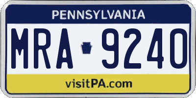 PA license plate MRA9240