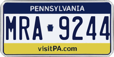 PA license plate MRA9244