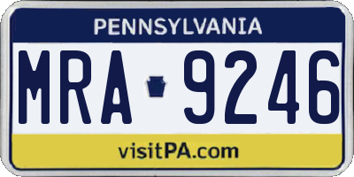 PA license plate MRA9246