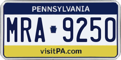 PA license plate MRA9250