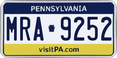 PA license plate MRA9252