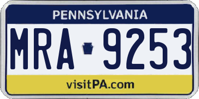 PA license plate MRA9253