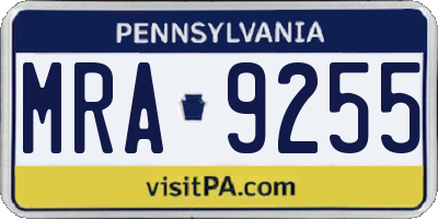 PA license plate MRA9255