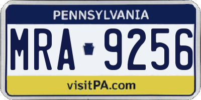 PA license plate MRA9256