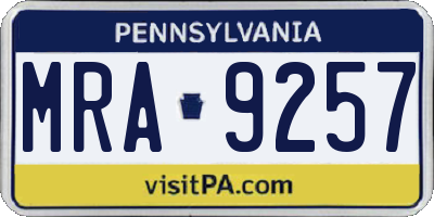 PA license plate MRA9257