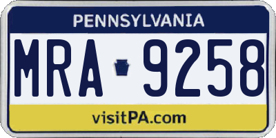 PA license plate MRA9258